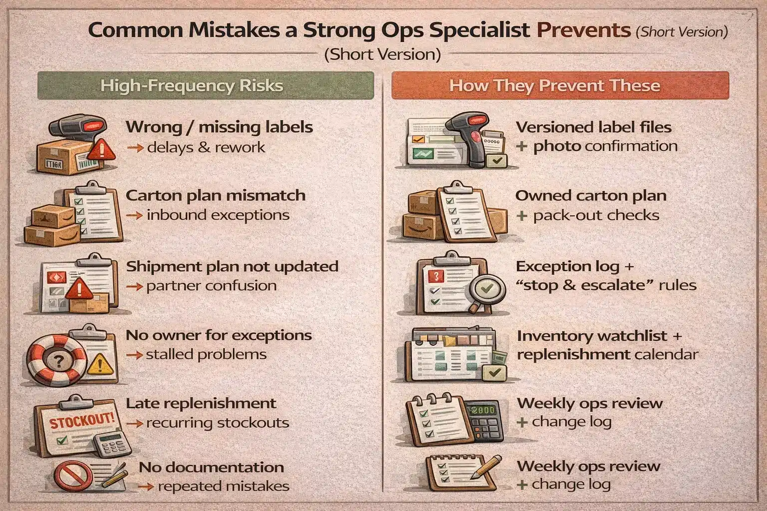 Common mistakes a strong ops specialist prevents (risk checklist)