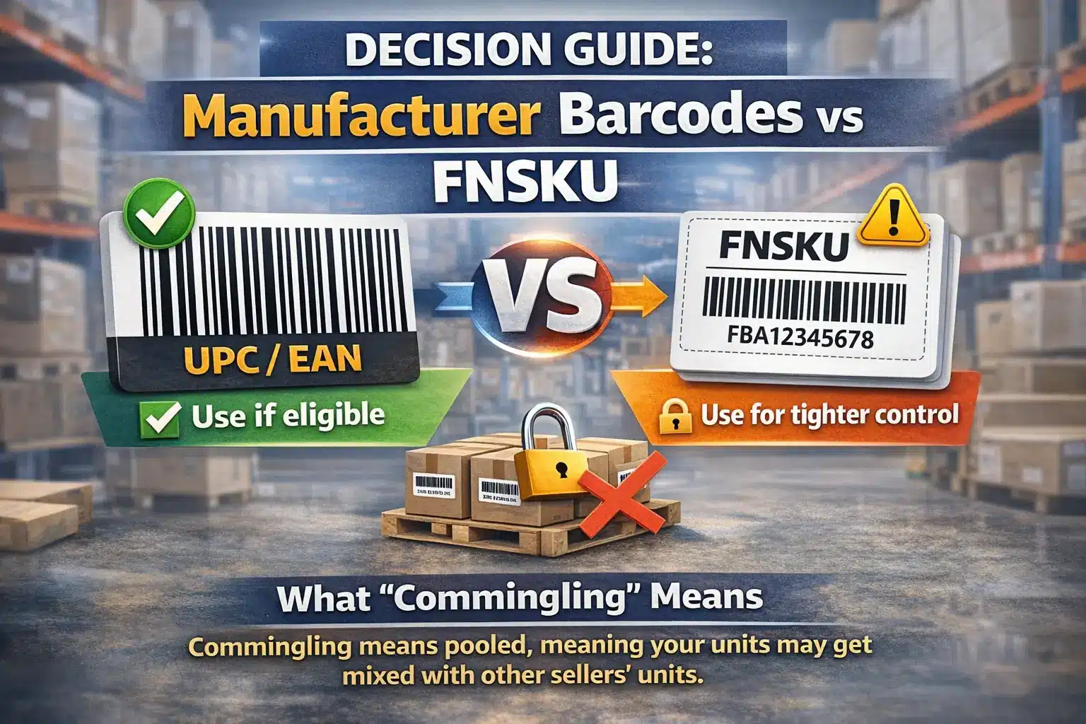 Decision guide when to use manufacturer barcodes vs FNSKU (and what “commingling” means)