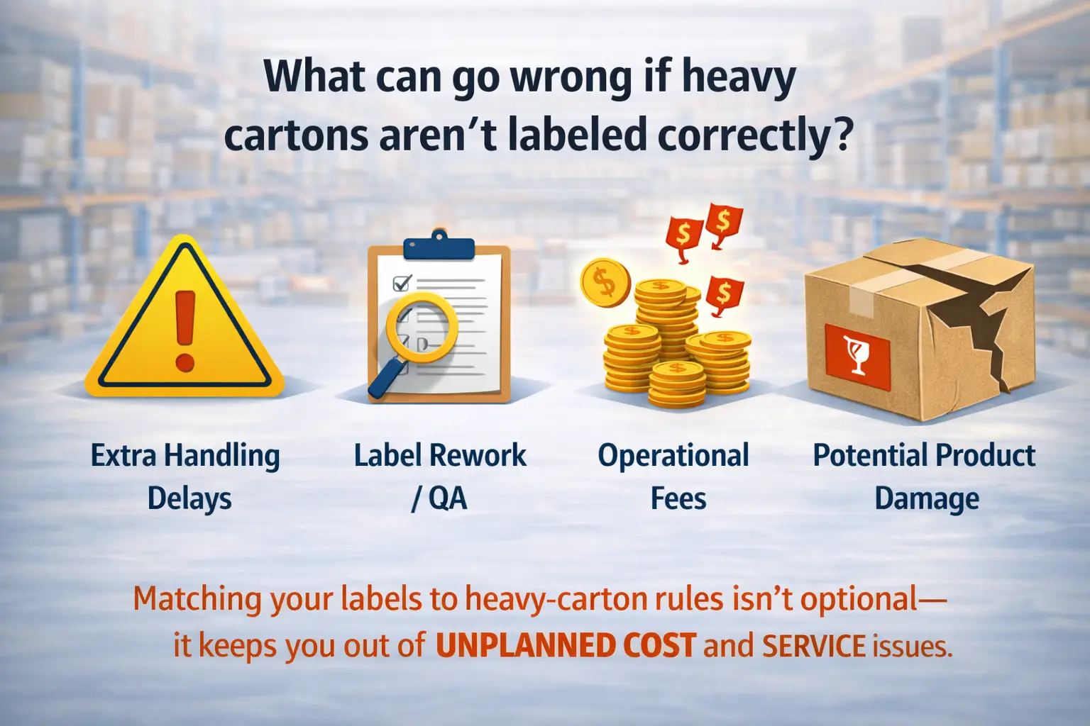 What can go wrong if heavy cartons aren't labeled correctly