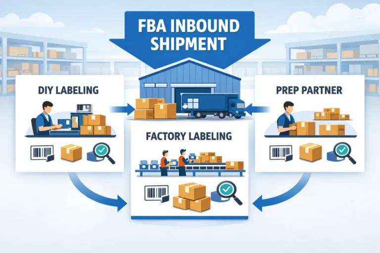 Seller workflow for labeling and prepping inventory before sending to FBA in the US